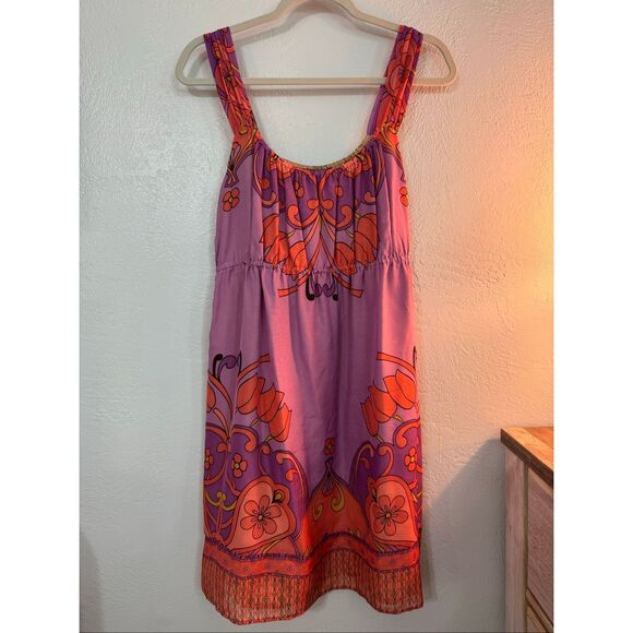 Hale Bob 100% Silk Patterned Mini Dress L - Picture 1 of 7